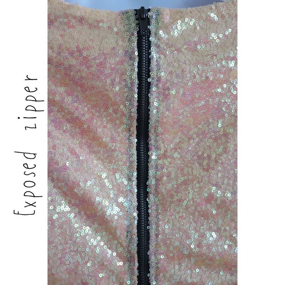 Nasty Gal Glamorous Peach Metallic Iridescent Sequin Dress - Picture 4 of 14